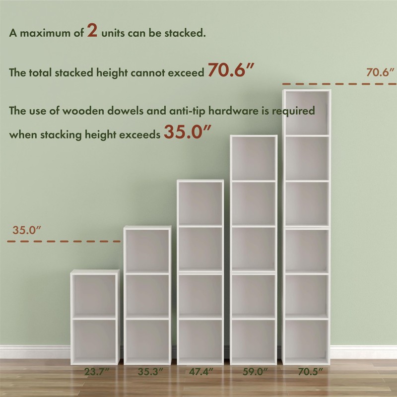 Homes: Inside + Out Apexa 4-Cube Storage Organizer Shelves, Stackable