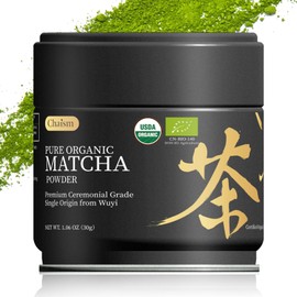 Chaism Ceremonial Grade Matcha Green Tea Powder - Single Origin Premium First Harvest USDA Organic, 1.06oz Tin
