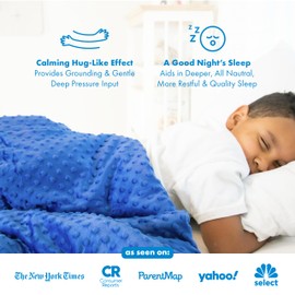 Harkla Kids Weighted Blanket - 10lb Bamboo Rayon Cooling Weighted Blanket for Kids - Washable Minky Cover and Glass Beads Filled Weighted Inner - Designed for Sensory Seekers Weighing 70lb to 90lb