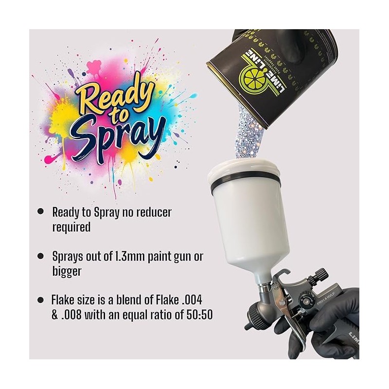 LiME LiNE Metal Flake Basecoat - No Reducer Needed, Ready-to-Spray