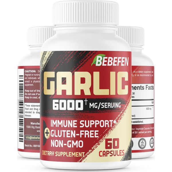 BEBEFEN Garlic Supplements 6000mg - Garlic Extract Capsules for Digestive