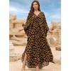 Yanziliu Women Kaftan Dresses Plus Size V-Neck Batwing Sleeves Beach