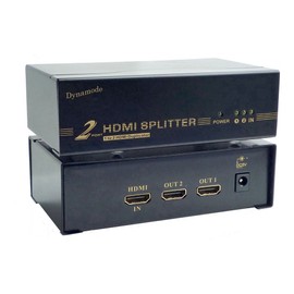 Dynamode HDMI Splitter 2 Ports - v1.4 High Speed / 3D / ARC/Ethernet - Supports 480p, 720p, 720i, 1080i and 1080p - Supports High Definition Audio to Multiple Displays Automatically (Black)