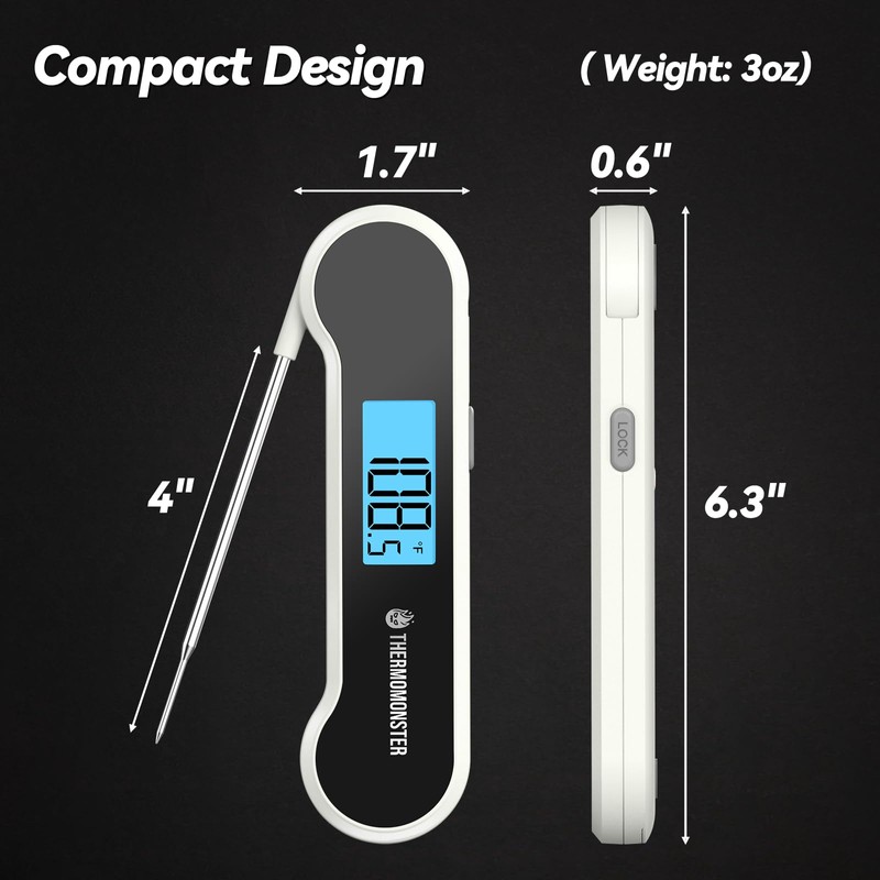0.5 Sec Instant Read Meat Thermometer Digital with ±0.5℉ Precision,