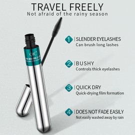 2-in-1 4D Silk Fiber Mascara: 5x Longer, Waterproof, No Clumping, Long-lasting, and Smudge-Proof for Natural Eyelash Makeup (Silver Tube, 1Pc)