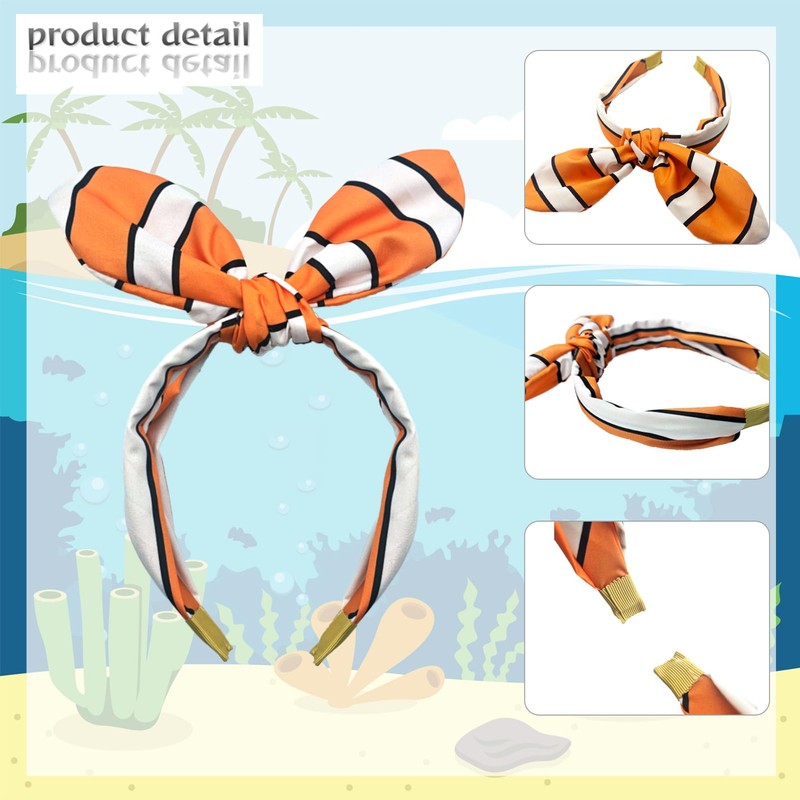 Blithween Clownfish Knotted Bow Headband Ocean Theme Hair Accessories Halloween