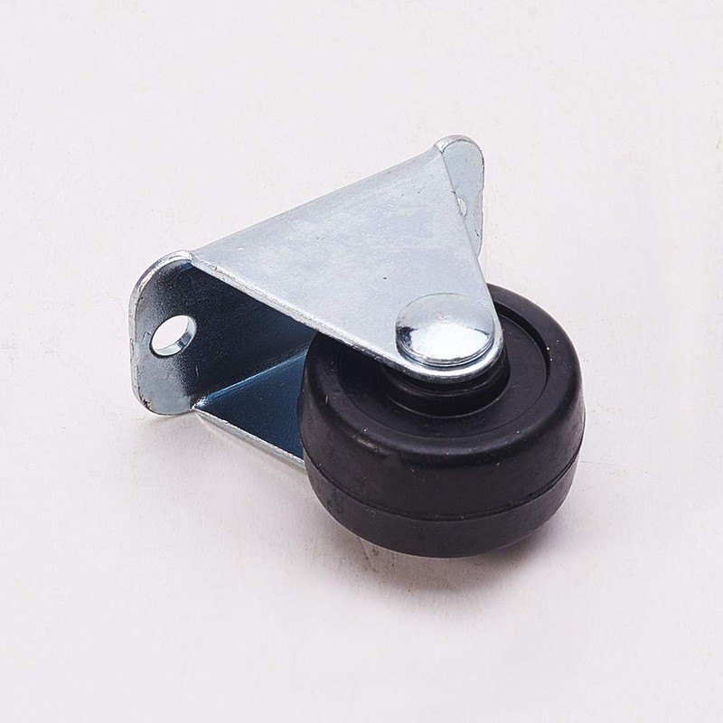 MroMax 0.98 Inch Fixed Casters Wheels Rubber Top Plate Mounted