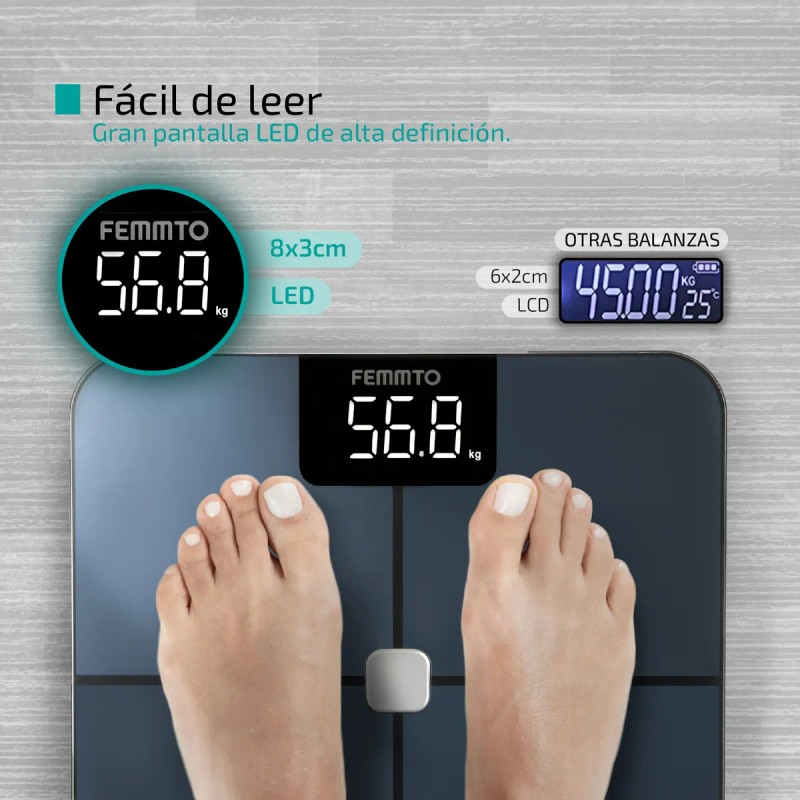 Bascula Corporal Digital Bioimpedancia Inteligente Bluetooth 180kg Personas Peso Pesa