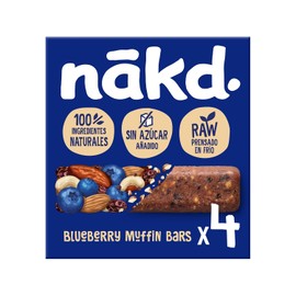 Nkd. Blueberry Muffin - Barritas Raw de Fruta y Frutos Secos - 100 Ingredientes Naturales - Sin Azcar Aadido - 4 x 35g - 140g                         