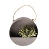 Hanging Zinc Silver Round Wall Planter Balcony Fence 35cm Diameter