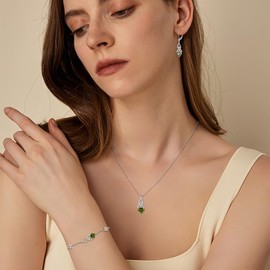 Inpasne Infinity Celtic Knot Earrings for Women 925 Sterling Silver Dangle Drop Leverback Earirngs Peridot August Birthstone Earrings Irish Good Luck Jewelry Gifts for Her