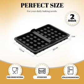 Inmorven Silicone Waffle mold,Non Stick Waffle Liner,Reusable Waffle Baking Tins Compatible with Ninja Hot Air Fryer for Baking, 2-Pack Belgian Waffles Waffle mold, Black