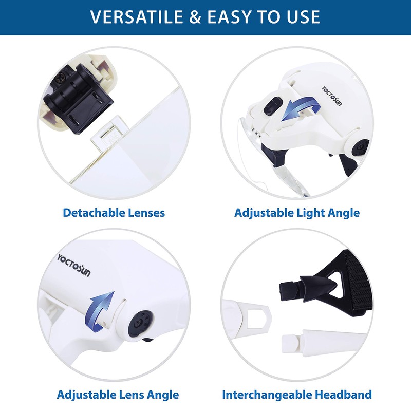 YOCTOSUN Magnifying Glasses with Light, LED Head Magnifier with 5