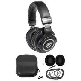 Rockville PRO-M50 Studio Monitoring Headphones, 40mm Neodymium Drivers, Detachable Coil Cable, Interchangeable Ear Pads, Leather Hard Case, Gold Plated 3.5mm/¼ Adapter, Perfect for Recording & Mixing