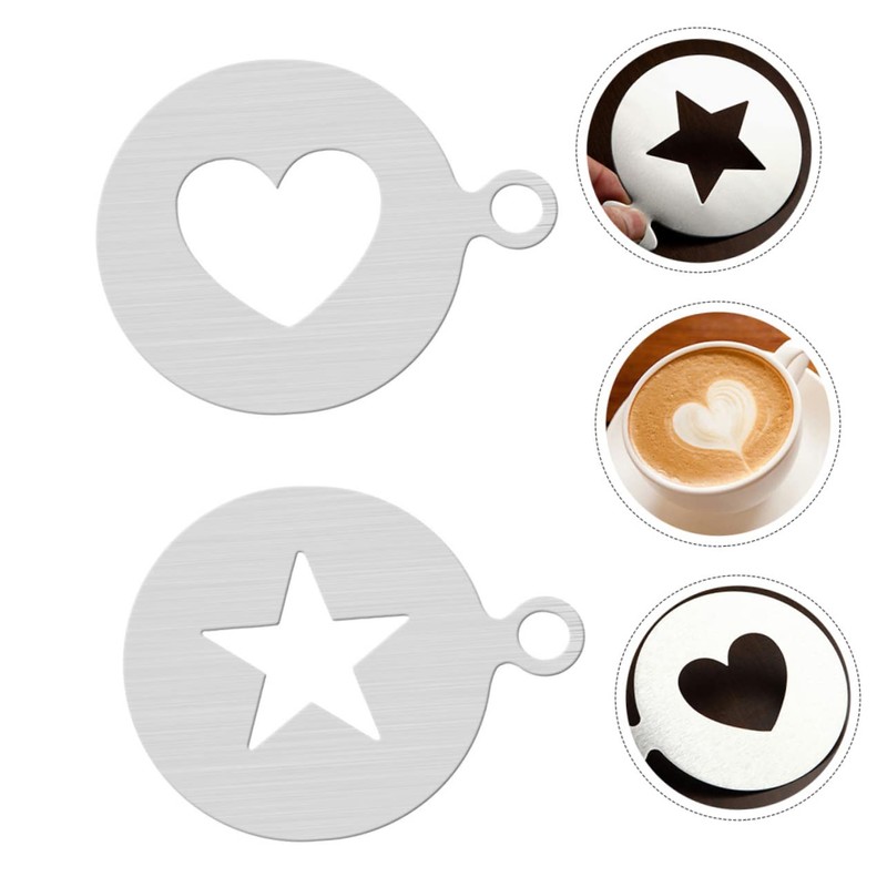 SHOWERORO Stainless Latte Art Molds Heart Star Stencils Latte Coffee
