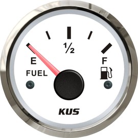 KUS Fuel Oil Level Gauge Meter Indicator 240-33ohm With Backlight 12V/24V 52MM(2") (White)