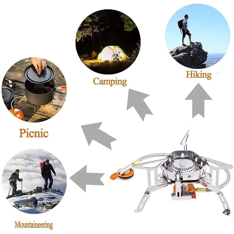Tiardey Folding Camping Stove Burner,Strong Firepower with Piezo Ignition,Stove for