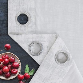 always4u Soft Velvet Curtains 84 Inch Length Luxury Bedroom Curtains Silver Foil Print Window Treatments for Living Room 1 Panel White