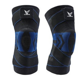 プロフェッショナル スポーツニーサポーター 半月板保護 バスケットボール/フットボール兼用 5点支持システム 発熱抗菌 関節可動域制御 男女兼用,L