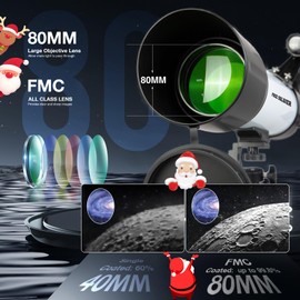 FREE SOLDIER Telescope 80mm Aperture 500mm Refractor Telescope for Adults High Powered - Professional Astronomical Refracting Telescope for Beginners White