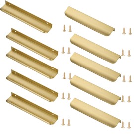 JNRFTY 10 Pack Cabinet Pulls Hidden Drawer Pulls Handle Aluminum Drawer Handles Cabinet Door Handles Pull for Home Kitchen Door Drawer Cabinet (Gold,200mm Total Length)