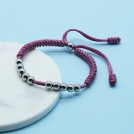 LAMIBEE Premium Golf Stainless Steel 10 Bead Score Counter Bracelet, Golf Stroke Count Bracelet, Resizable Easy Adjust Golf Round Scoring Tracker, Durable Stylish Golf Accessory (Rose Red)