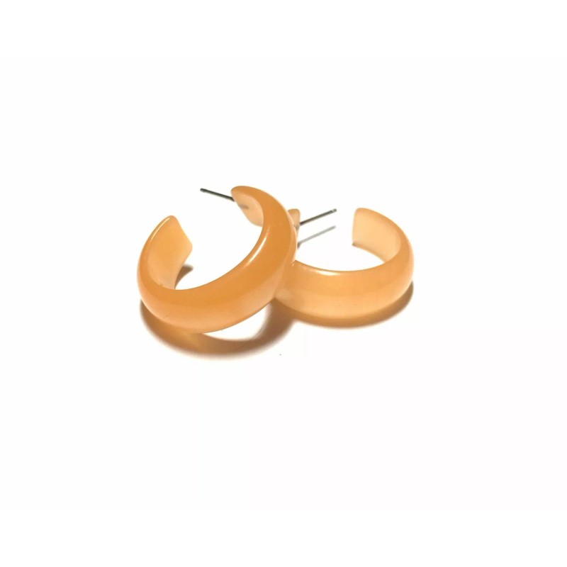 Peach Melon Vintage Moonglow Lucite Bold Haskell Hoop Earrings