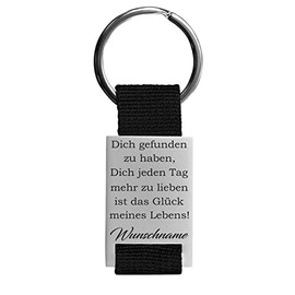 Lieblingsmensch Beautiful key ring with filigree laser engraving. Model: Dich finden zu haben. (Dich finden zu haben) / optionally you can personalise the back with your desired text, Motif with desired text