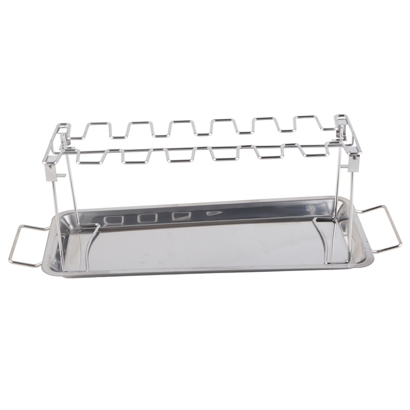 Chicken Leg Grill Rack with Drip Pan Stainless Steel Roaster