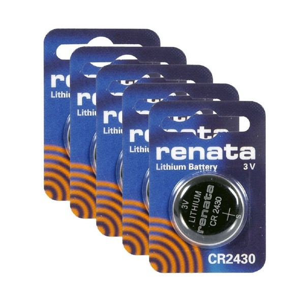 Renata CR2430 3V Lithium Coin Batteries (5 Pack)