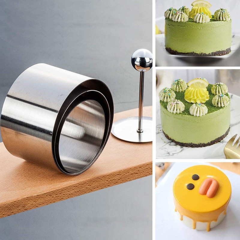 3 Sets Stainless Steel Round Cooking Ring Mold with Press