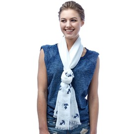 Beaute Fashion Resort Collection Shawl Scarf Pashmina Cover-Up Sarong Pareo Wrap (Anchor White & Navy)