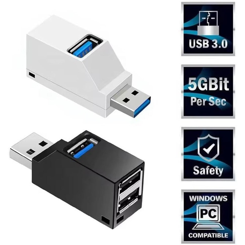 USB 3.0 Hub Adapter, 3 Port Splitter for PC, Laptop,