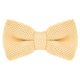 DonDon Men Knit Knitted Bow Tie Pre Tied and Adjustable Light Gold