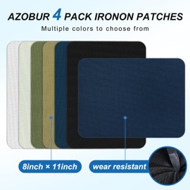 Azobur Canvas Fabric Iron-on Patches 8" x 11", Waterproof Tenacious Adhesive Tape Iron-on Patch for Tent, Clothing, Backpack, Luggage,Boat Cover,Awning(Dark Green)
