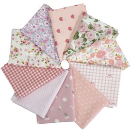 Qililandiy 10pcs Pink Color Cotton Fabric Bundles Quilting Supplies for DIY Craft Sewing Project 50cm Square