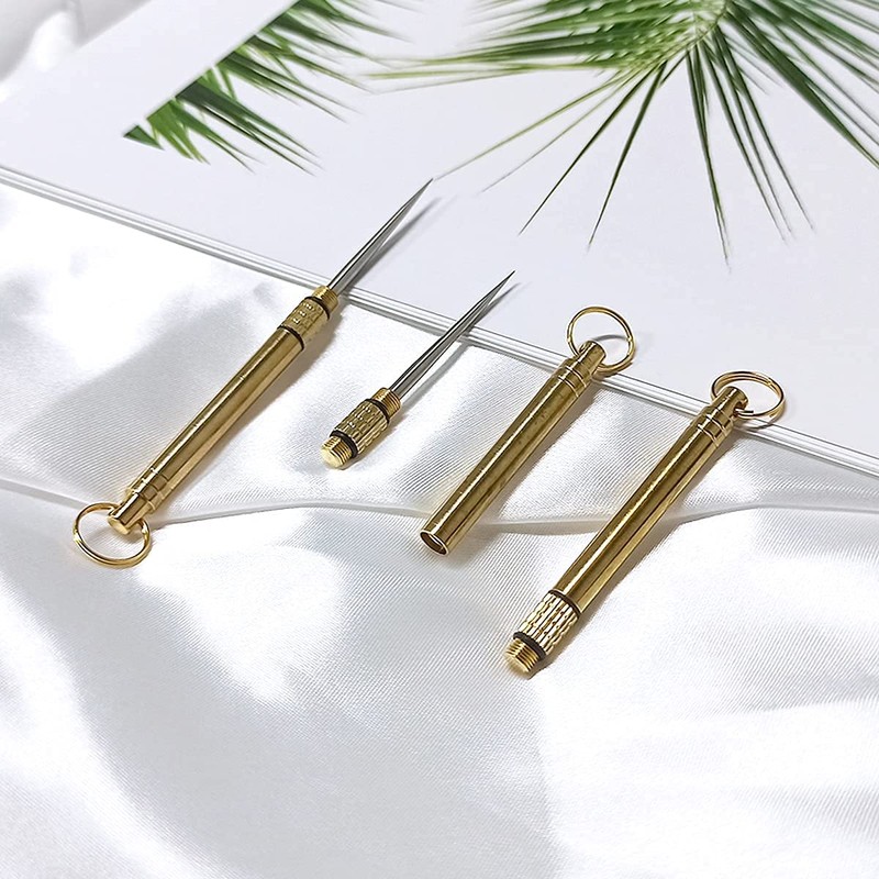 3 PCS Portable Toothpicks, Titanium Toothpicks Toothpick with Key Ring