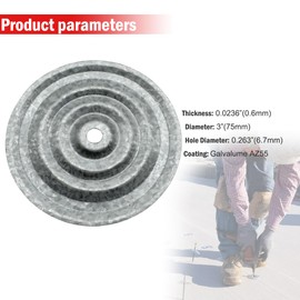 Metal Insulation Plates Self Tapping into Metal and Wood Roof Decks EPDM TPO Goes with Plates to Meet a Variety of Roofing (3"Plate, Plate, 1000)