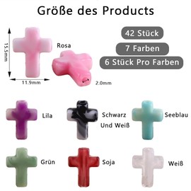 HSYTEK Pack of 42 Women's Cross Necklaces, Cross Necklaces, Cross Wall, for Prayers, Christenings, Communion (Pink, Green, White, Purple, Soy, Lake Blue, Black and White)