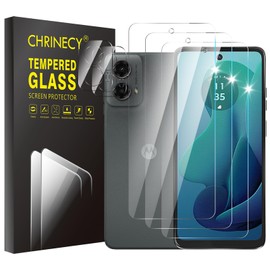 CHRINECY [3+2] 3 Pack Screen Protector for Motorola Moto G 5G 2024 with 2 Pack Camera Lens Protector, 9H Hardness Tempered Glass, Anti-Scratch, Premium HD Clarity