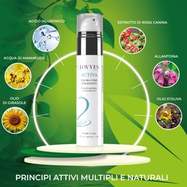 LOVVES Activa Moisturising Face Cream, High Natural Cosmetics, Nourishing, Gives Skin Elasticity and Shine, with Vitamin C, Hyaluronic Acid 3 Molecular Weights, Airless Bottle 50 ml