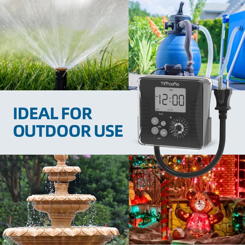 TiFFCOFiO New Digital Outdoor Timer Waterproof, Dial Programmable Method, Outdoor