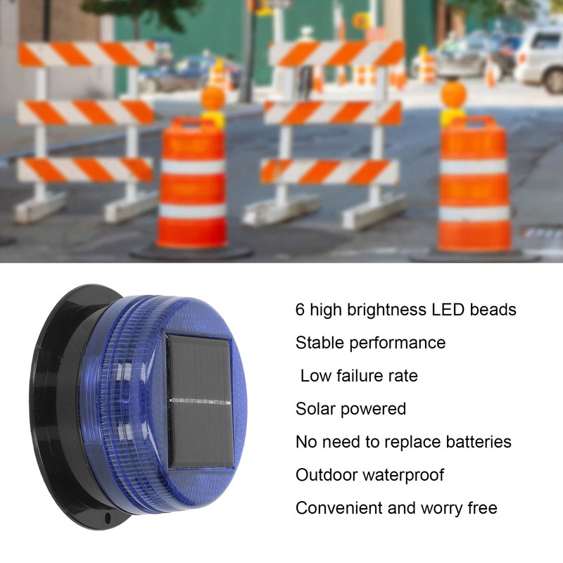 Solar Warning Strobe Light 6 High Brightness Bead Waterproof Construction