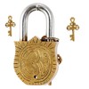 Purpledip Handmade Brass Antique Padlock with Maa Durga Idol (10006)
