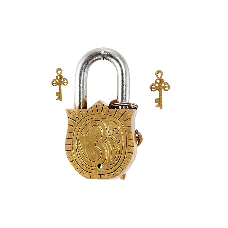 Purpledip Handmade Brass Antique Padlock with Maa Durga Idol (10006)
