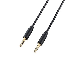 Elecom DH-MMCN20 Stereo Mini Plug Audio Cable Ultra Thin Slim Connector Gold Plated Black 6.6 ft (2 m)