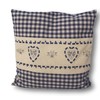 Pine Cushion Blue Checked with Heart Embroidery Filled with Pine