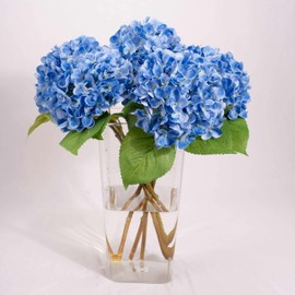 IPLNTS 5pcs Realistic Fake Blue Flowers Artificial Silk Hydrangea Flowers Artificial Flowers Faux Hydrangea Stems for Bouquets Home Table Centerpieces Outdoor Wedding Office Family Party Decoration