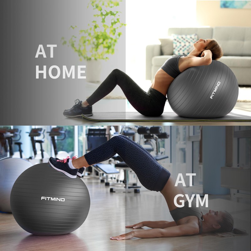 FITMIND_ Extra Thick Exercise Ball Yoga Ball 22in/26in/30in for Workout