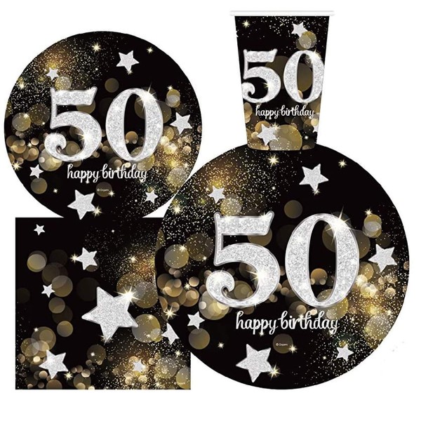 Serves 30 Complete Party Pack | Happy 50th Birthday 9"